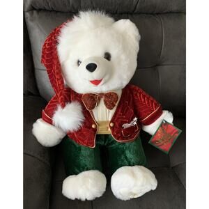 2002 Dan Dee Snowflake Teddy Bear Christmas Holiday White Stuffed Plush 18"